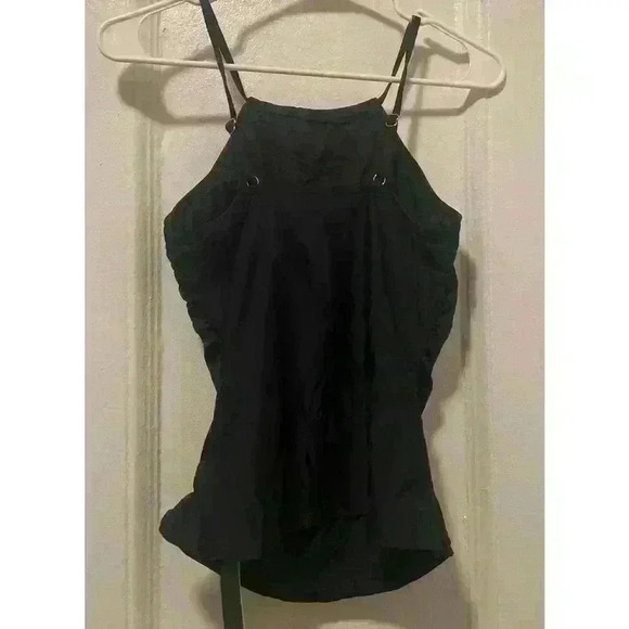 Tempt Me High Neck Adjustable Tunnel Straps Tankini Top Black NWT Size S - Picture 4 of 7